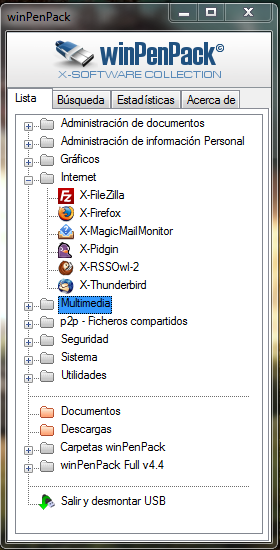 Utilidades y Programas Portables con WinPenPack, imagen del programa