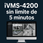 Computadora mostrando monitoreo en vivo sin cortes con iVMS-4200 sin límite de 5 minutos.