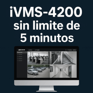 Computadora mostrando monitoreo en vivo sin cortes con iVMS-4200 sin límite de 5 minutos.